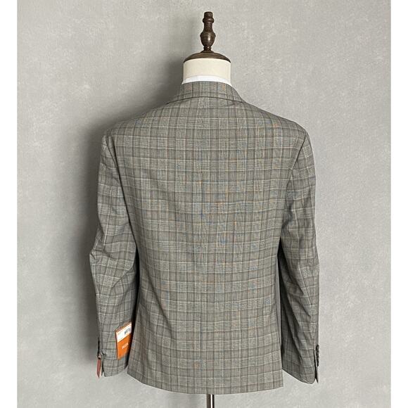 Tallia Men's 40 Regular Suit Jacket Stretch Wool Blend Cream/Brown Plaid NEW - Picture 4 of 10